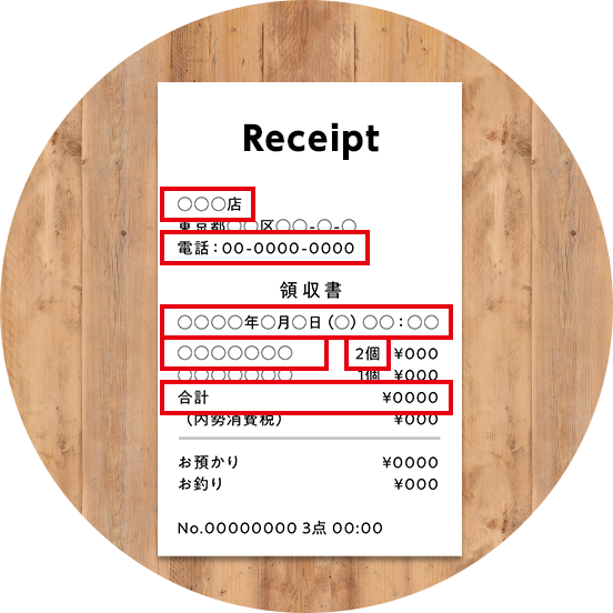 真上から見たレシート